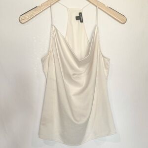 Express Cowl Neck White Satin Tank Top